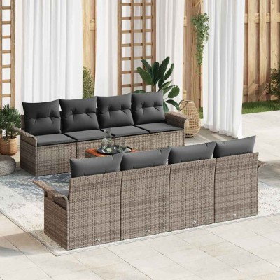 Conjunto de sofá de jardín con cojín 7 pcs Gris 55 x 55 x 37 cm