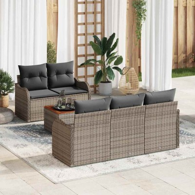 Conjunto de sofá de jardín con cojín 6 pcs Gris 55 x 55 x 37 cm