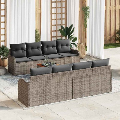 Conjunto de sofá de jardín 9 pcs Gris