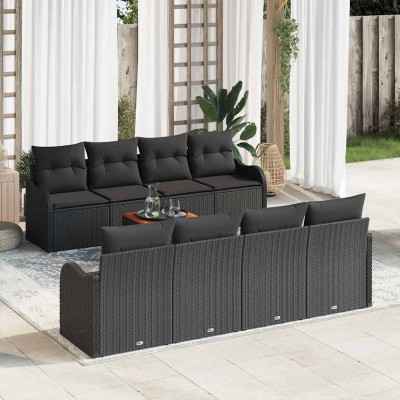 Conjunto de sofá de jardín 9 pcs Negro