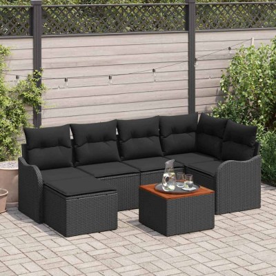 Conjunto de sofá de jardín 7 pcs Negro