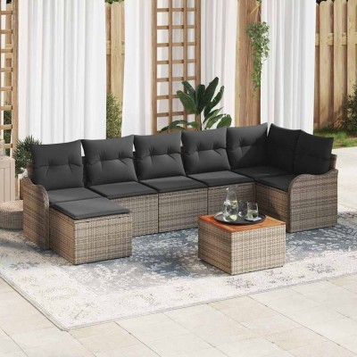 Conjunto de sofá de jardín 8 pcs Gris