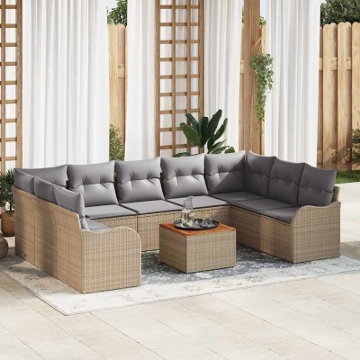 Juego de Sofás de Jardín 10 pcs beige y gris claro