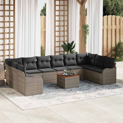 Conjunto de sofá de jardín 11 pcs Gris