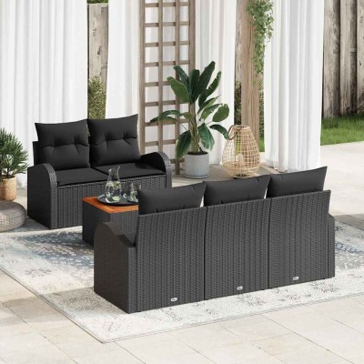 Conjunto de sofá de jardín 6 pcs Negro