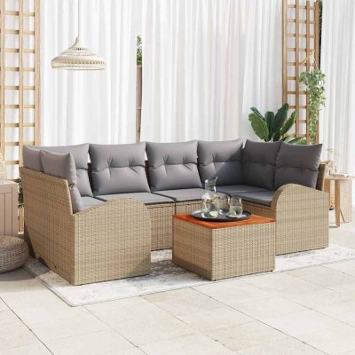 Conjunto de sofá de jardín 7 pcs beige y gris claro