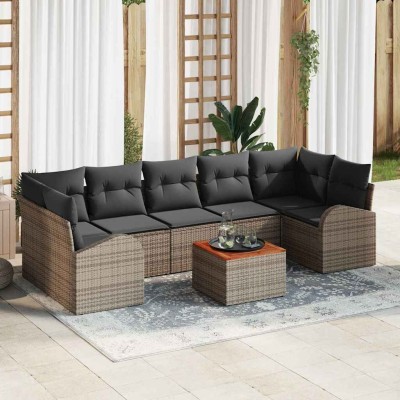 Conjunto de sofá de jardín 8 pcs Gris