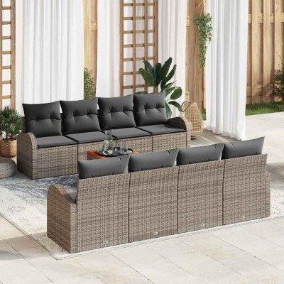 Conjunto de sofá de jardín 9 pcs Gris