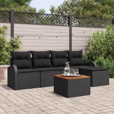 Conjunto de sofá de jardín 6 pcs Negro
