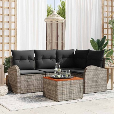 Conjunto de sofá de jardín 5 pcs Gris