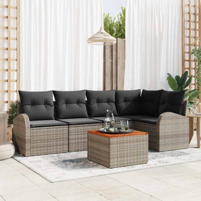 Conjunto de sofá de jardín 6 pcs Gris