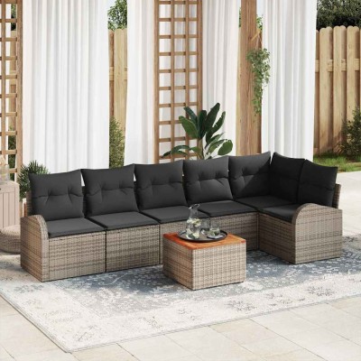 Conjunto de sofá de jardín 7 pcs Gris
