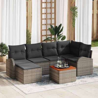 Conjunto de sofá de jardín 7 pcs Gris