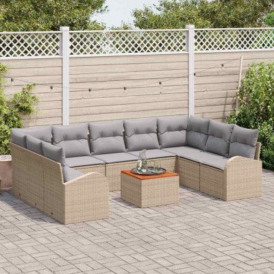 Conjunto de sofá de jardín 10 pcs beige y gris claro