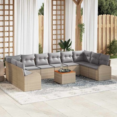 Conjunto de sofá de jardín 11 pcs beige y gris claro