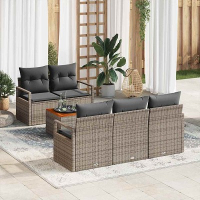 Conjunto de sofá de jardín 6 pcs Gris