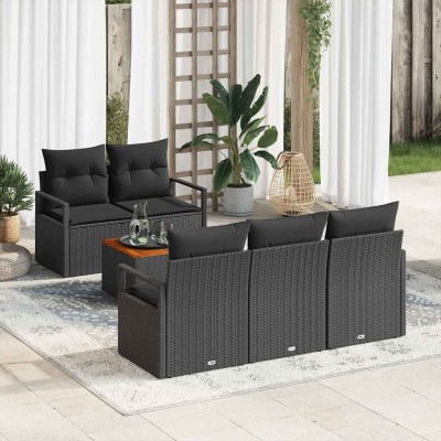 Conjunto de sofá de jardín 6 pcs Negro