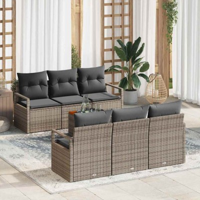 Conjunto de sofá de jardín 7 pcs Gris