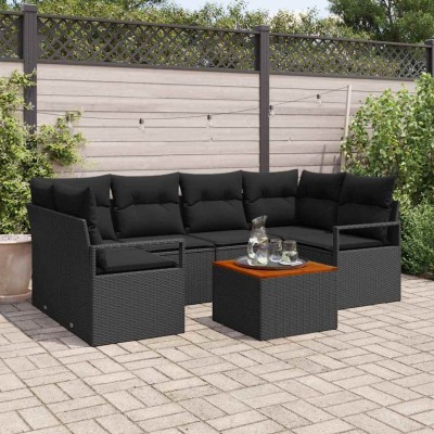 Conjunto de sofá de jardín 7 pcs Negro
