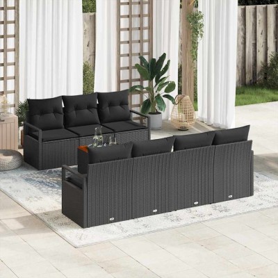 Conjunto de sofá de jardín 8 pcs Negro