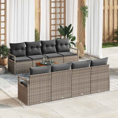 Conjunto de sofá de jardín 9 pcs Gris