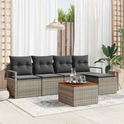 Conjunto de sofá de jardín 6 pcs Gris