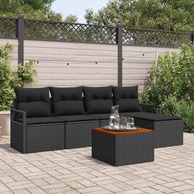 Conjunto de sofá de jardín 6 pcs Negro