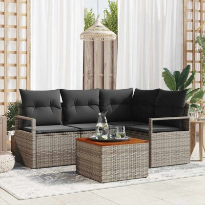 Conjunto de sofá de jardín 5 pcs Gris