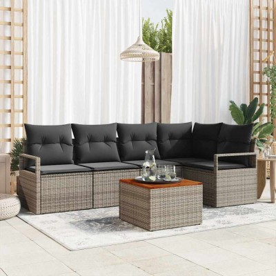 Conjunto de sofá de jardín 6 pcs Gris