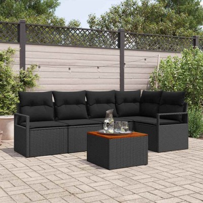 Conjunto de sofá de jardín 6 pcs Negro