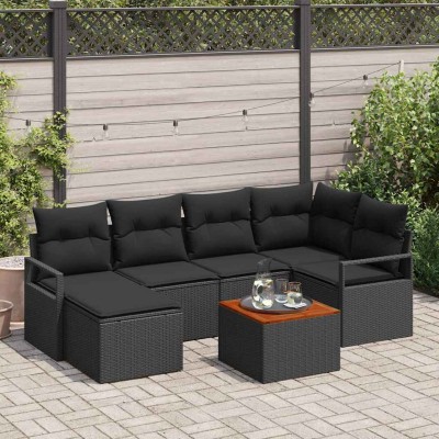Conjunto de sofá de jardín 7 pcs Negro