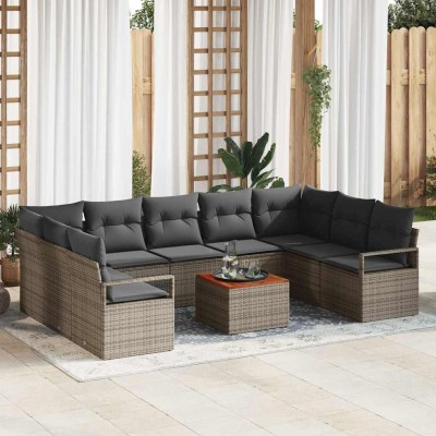 Conjunto de sofá de jardín 10 pcs Gris