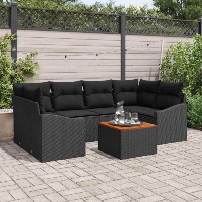Conjunto de sofá de jardín 7 pcs Negro
