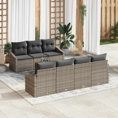 Conjunto de sofá de jardín 8 pcs Gris