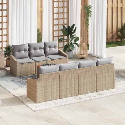 Conjunto de sofá de jardín 8 pcs beige y gris claro