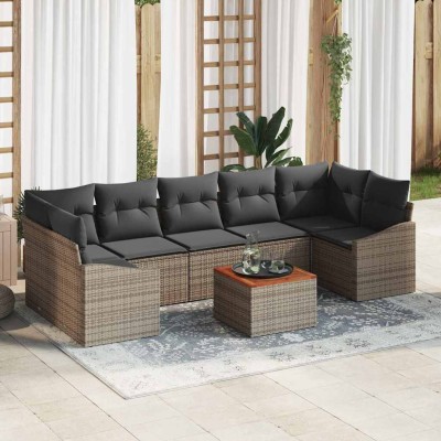 Conjunto de sofá de jardín 8 pcs Gris