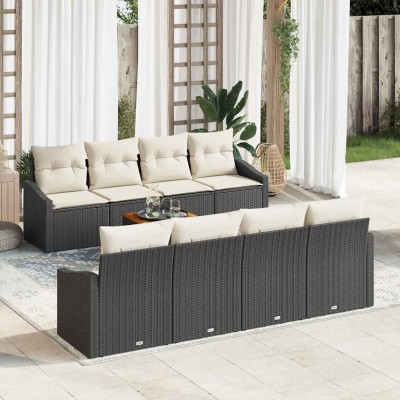 Conjunto de sofá de jardín 7 pcs Negro y blanco