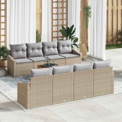 Conjunto de sofá de jardín 7 pcs beige y gris claro