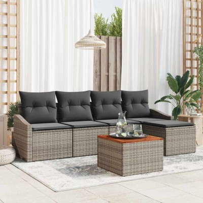 Conjunto de sofá de jardín 6 pcs Gris