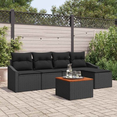 Conjunto de sofá de jardín 6 pcs Negro