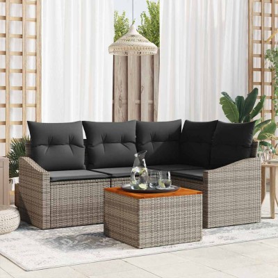 Conjunto de sofá de jardín 5 pcs Gris
