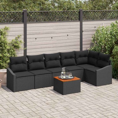 Conjunto de sofá de jardín 7 pcs Negro