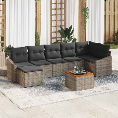 Conjunto de sofá de jardín 8 pcs Gris