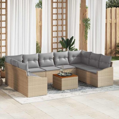 Conjunto de sofá de jardín 10 pcs beige y gris claro