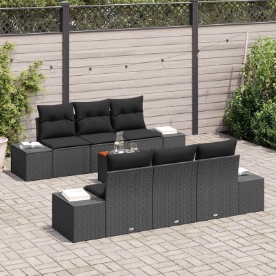 Conjunto de sofá de jardín 7 pcs Negro