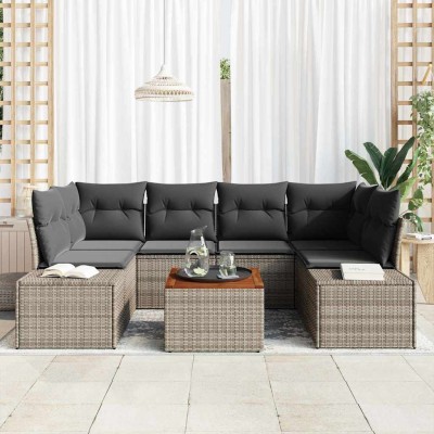 Conjunto de sofá de jardín 7 pcs Gris