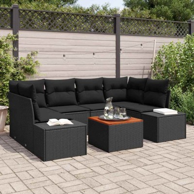 Conjunto de sofá de jardín 7 pcs Negro