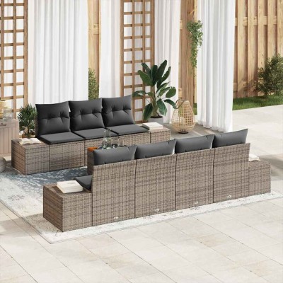 Conjunto de sofá de jardín 8 pcs Gris