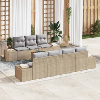 Conjunto de sofá de jardín 8 pcs beige y gris claro