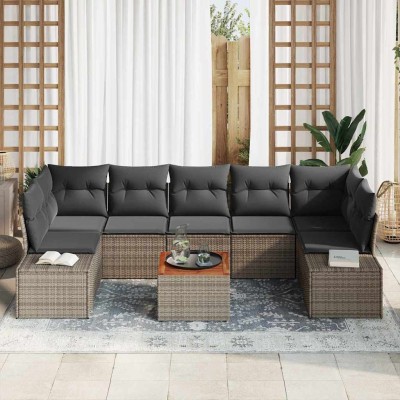 Conjunto de sofá de jardín 8 pcs Gris